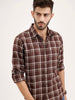 Regular Fit Textured Checkered Shirt | Dark Brown