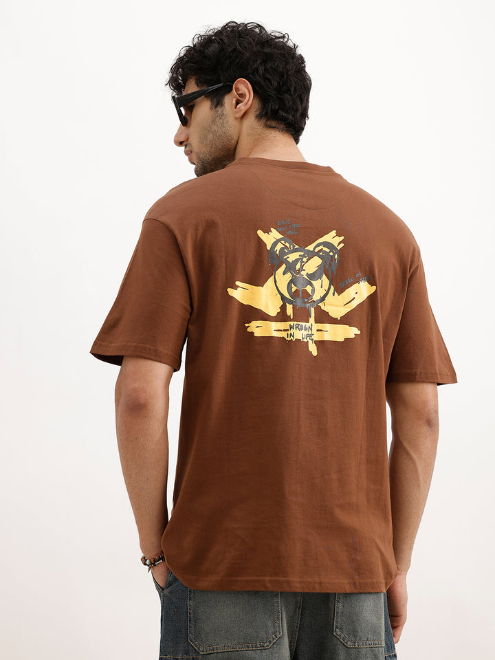 Oversized Placement Back Printed T-Shirt | Olive