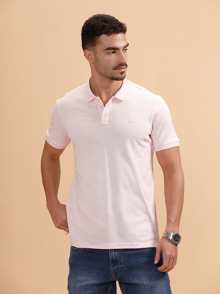 Tonal Logo Printed Slim Fit Polo T-Shirt I White
