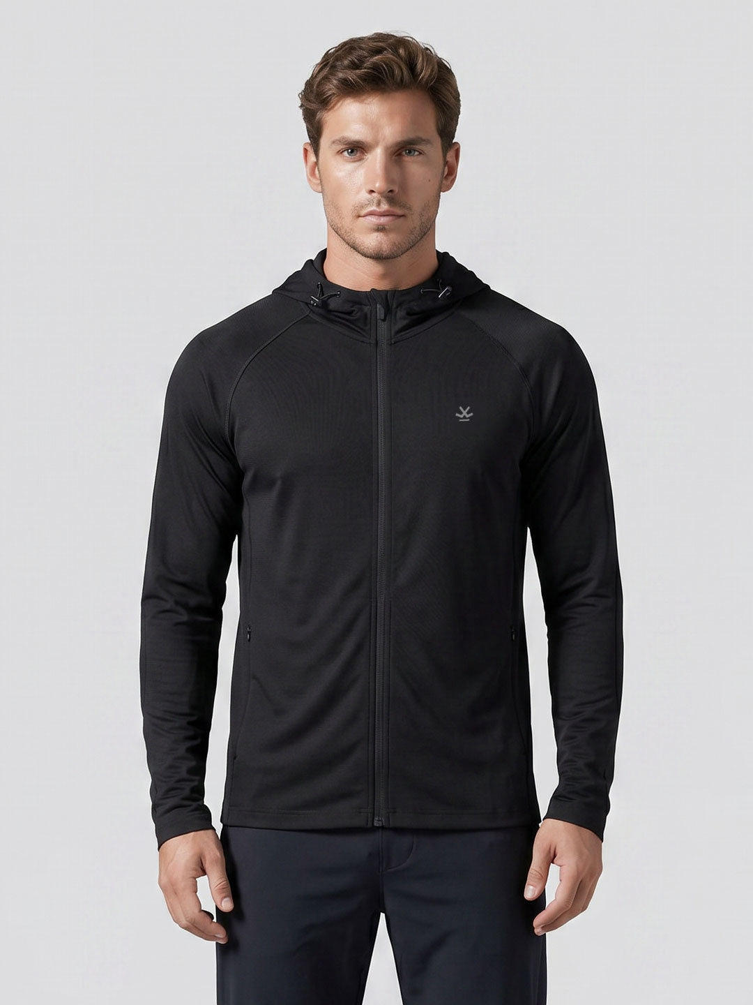 Hooded Zipper Sweatshirt | Active | Black