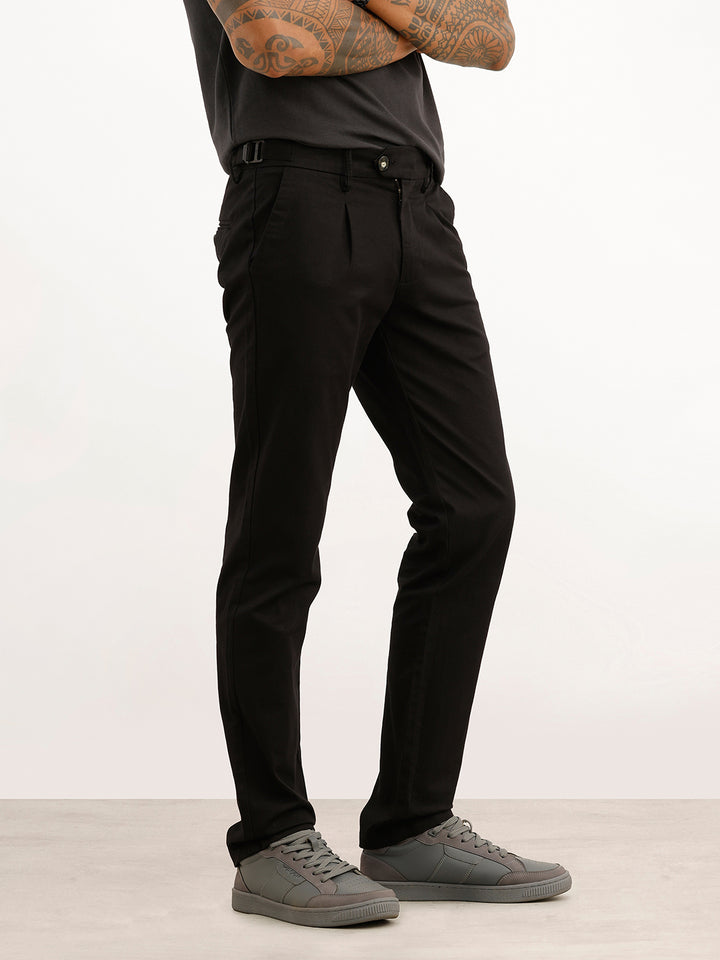 Solid Slim Fit Trouser | Black