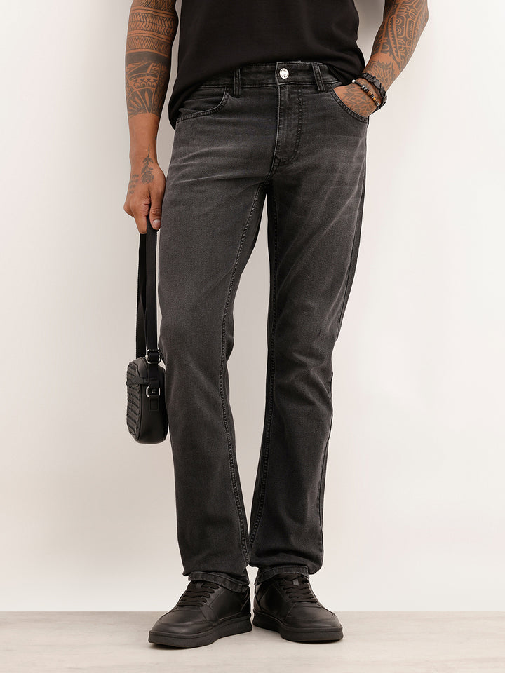 Faded Slim Fit Denim Jeans | Dark Grey