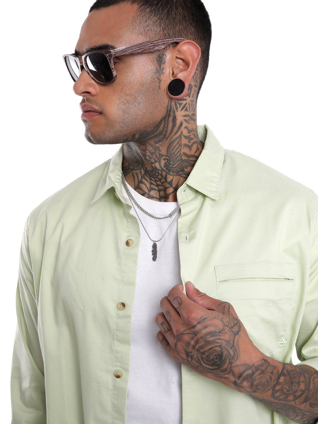 Premium Light Olive Long Sleeve Slim Fit Shirt