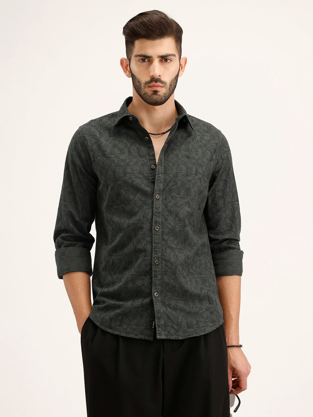 Textured Regular Fit Shirt | Dark Green