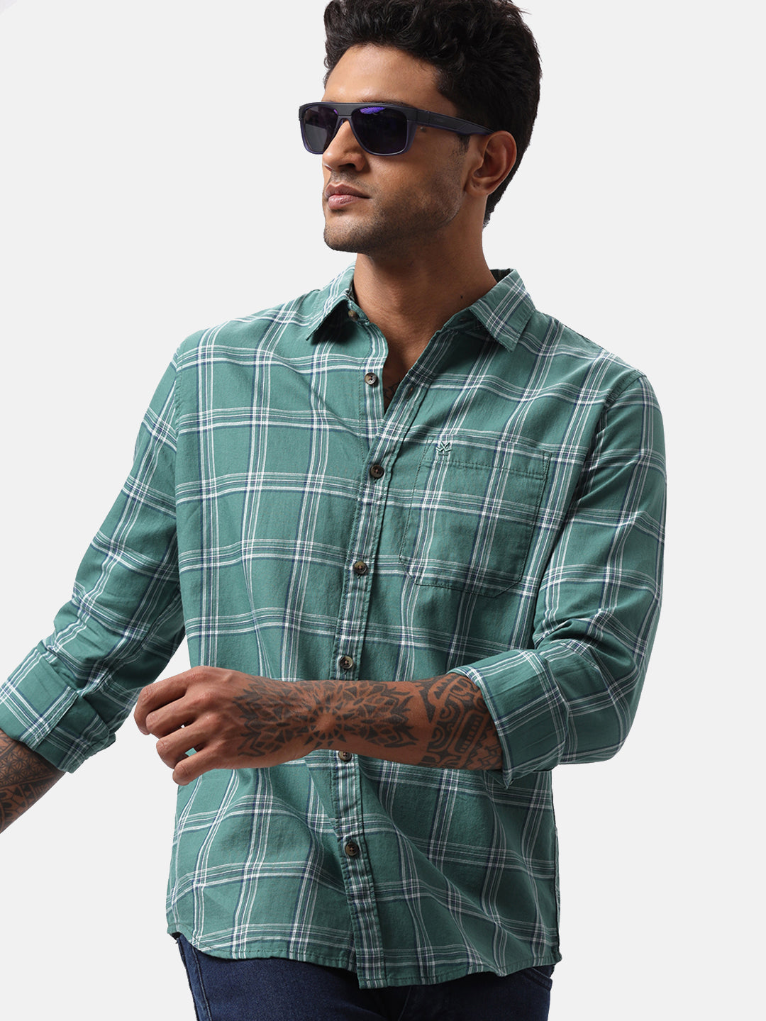 Green Blocks Checked Shirt