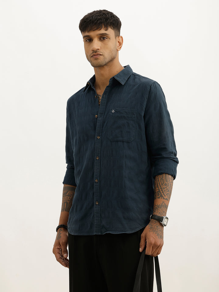 Solid Regular Fit Full Sleeve Shirt | Teal
