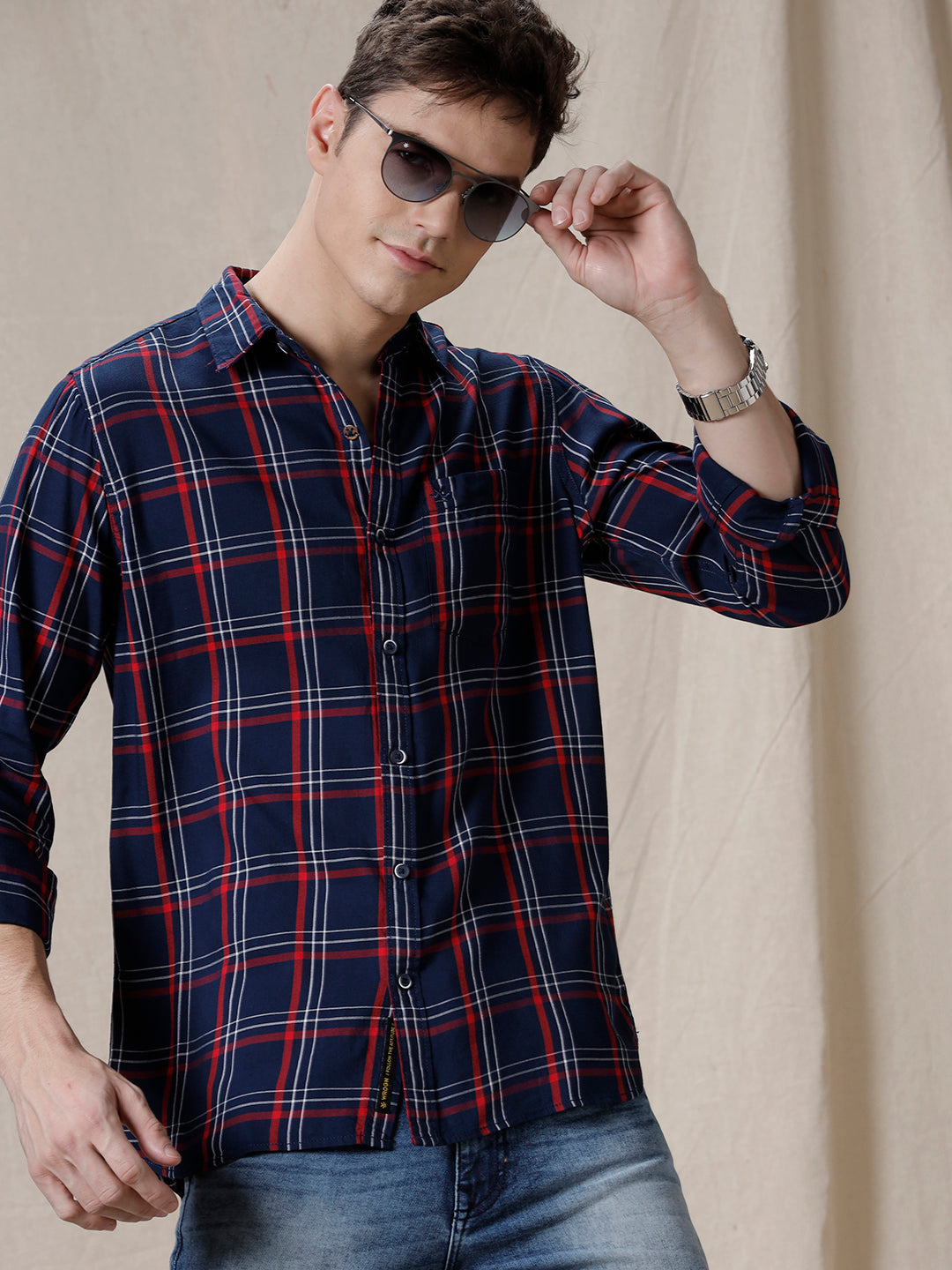 Checkered Cotton Blend Shirt