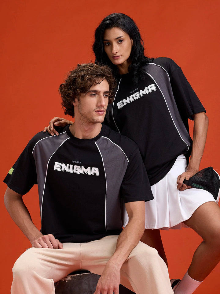 Casual Men Sporty Look Oversized Fit Tee With Print | Black