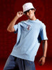 Oversized Tee Tee with Front Patch Appliqué | Blue