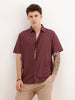 Slim Fit Viscose Bamboo Half Sleeve Shirt | Wine | WSH02HSSL0002S