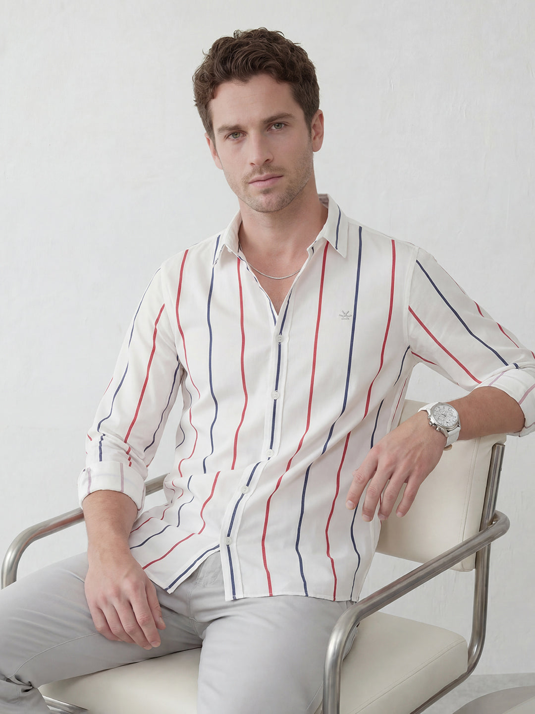 Slim Fit All Over Print Shirt | White