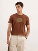Slim Fit Puffer Printed T-Shirt | Brown