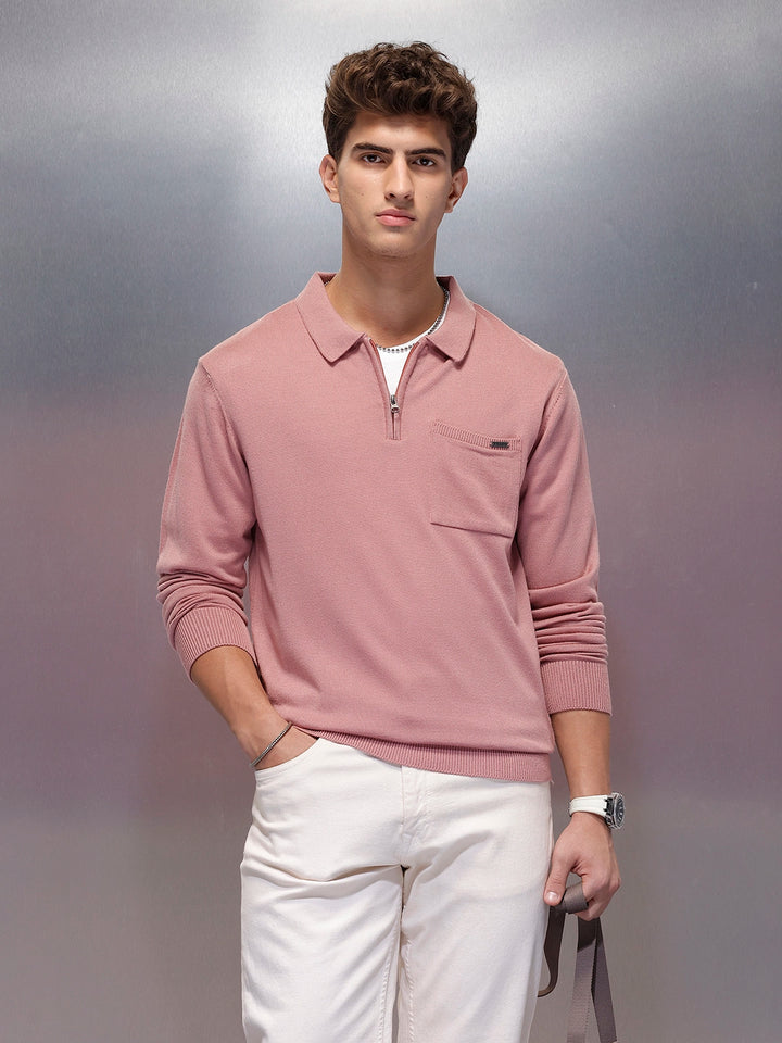 Men's Casual Slim Fit Sweater  | Pink