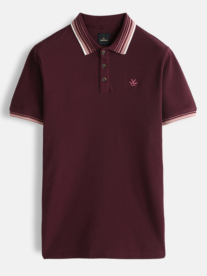 Solid Slim Fit Polo T-Shirt | Maroon