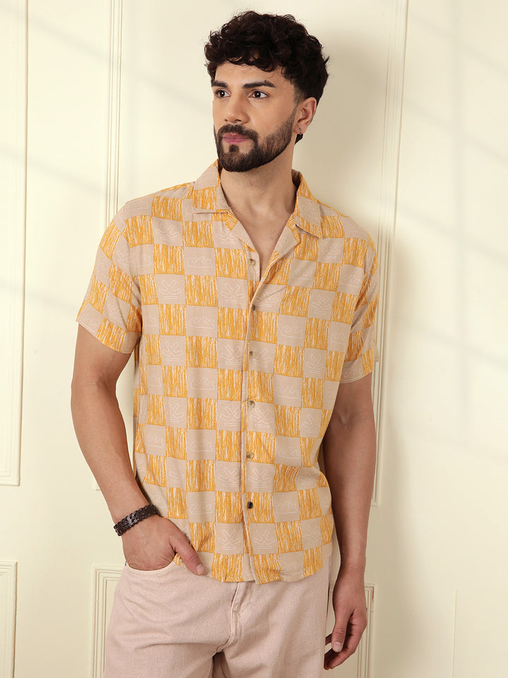 AOP Fluid Viscose Shirt | Yellow