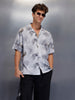 Men’s casual grey printed resort shirt | Navy Blue