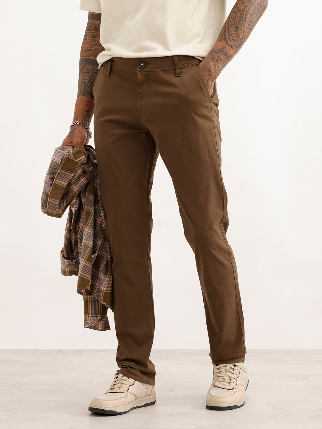 Solid Slim Fit Trouser | Olive