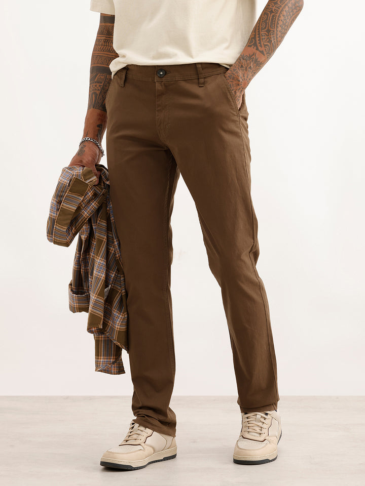 Solid Slim Fit Trouser | Olive