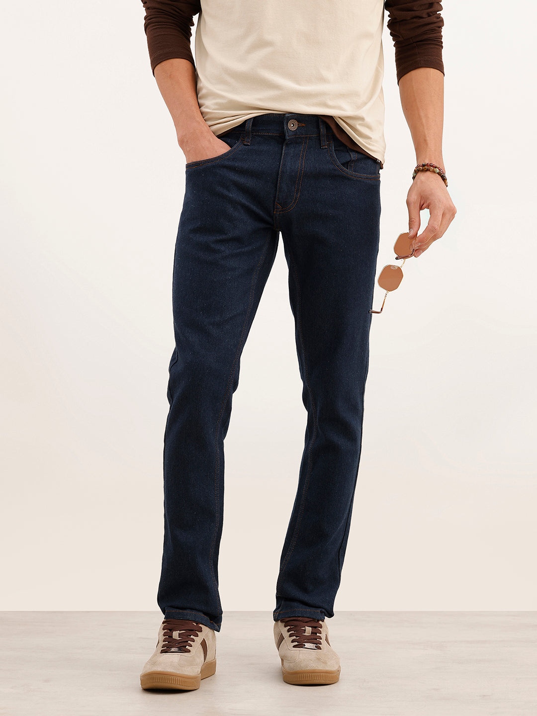 Solid Slim Fit Denim Jeans | Dark Blue