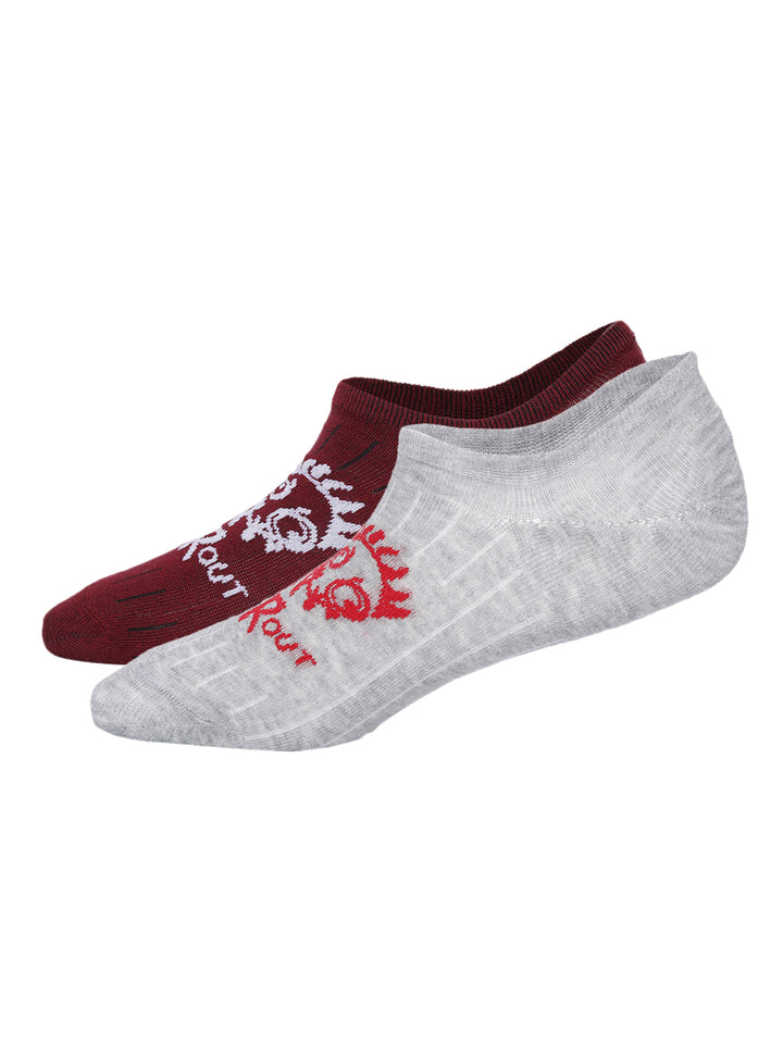 Snug Monster Grey & Wine No Show Socks Pack of 2