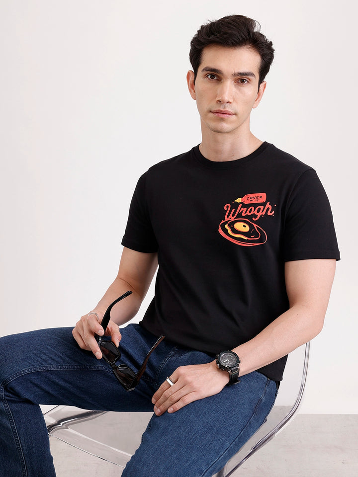 Classic Placement Printed T-Shirt   |  Black