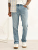 Washed Straight Fit Denim Jeans | Light Blue