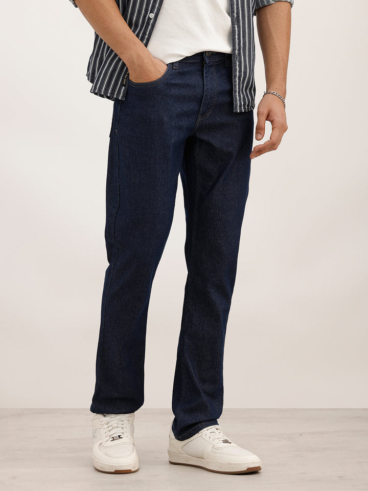 Solid Regular Fit Denim Jeans | Dark Blue