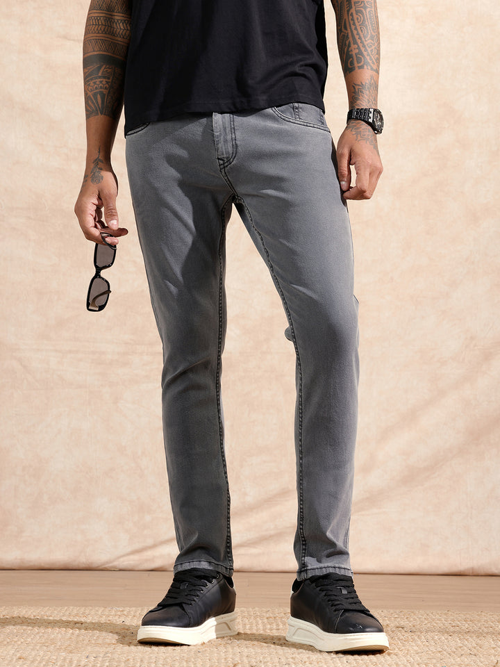 Solid Slim Fit Jeans | Light Grey