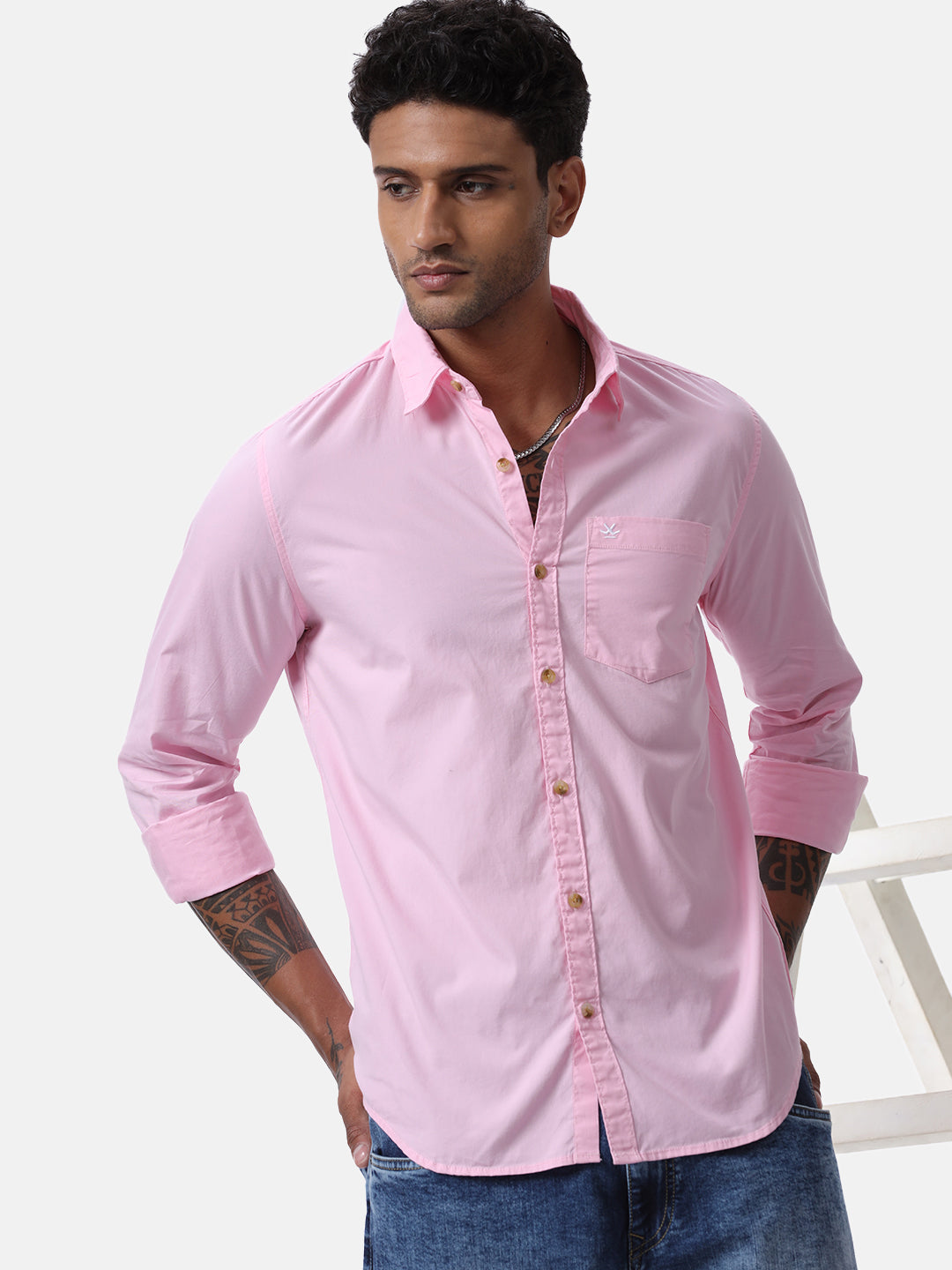 Pink Poplin Casual Shirt