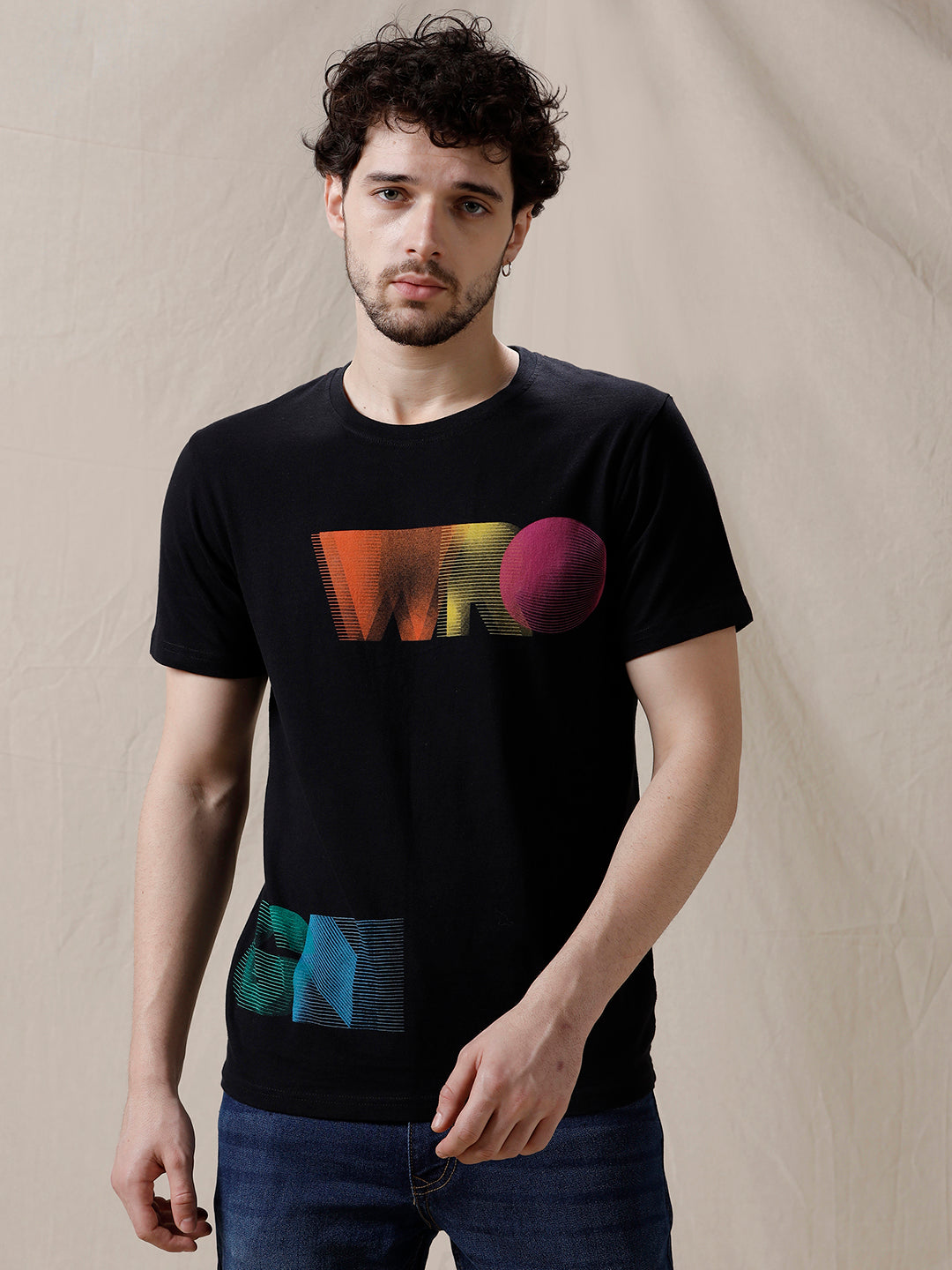 Wrogn Split Printed T-Shirt