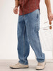 Loose Fit Washed Denim Jeans | Blue