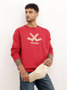 Comfort Fit Placement Printed Sweatshirt | Red