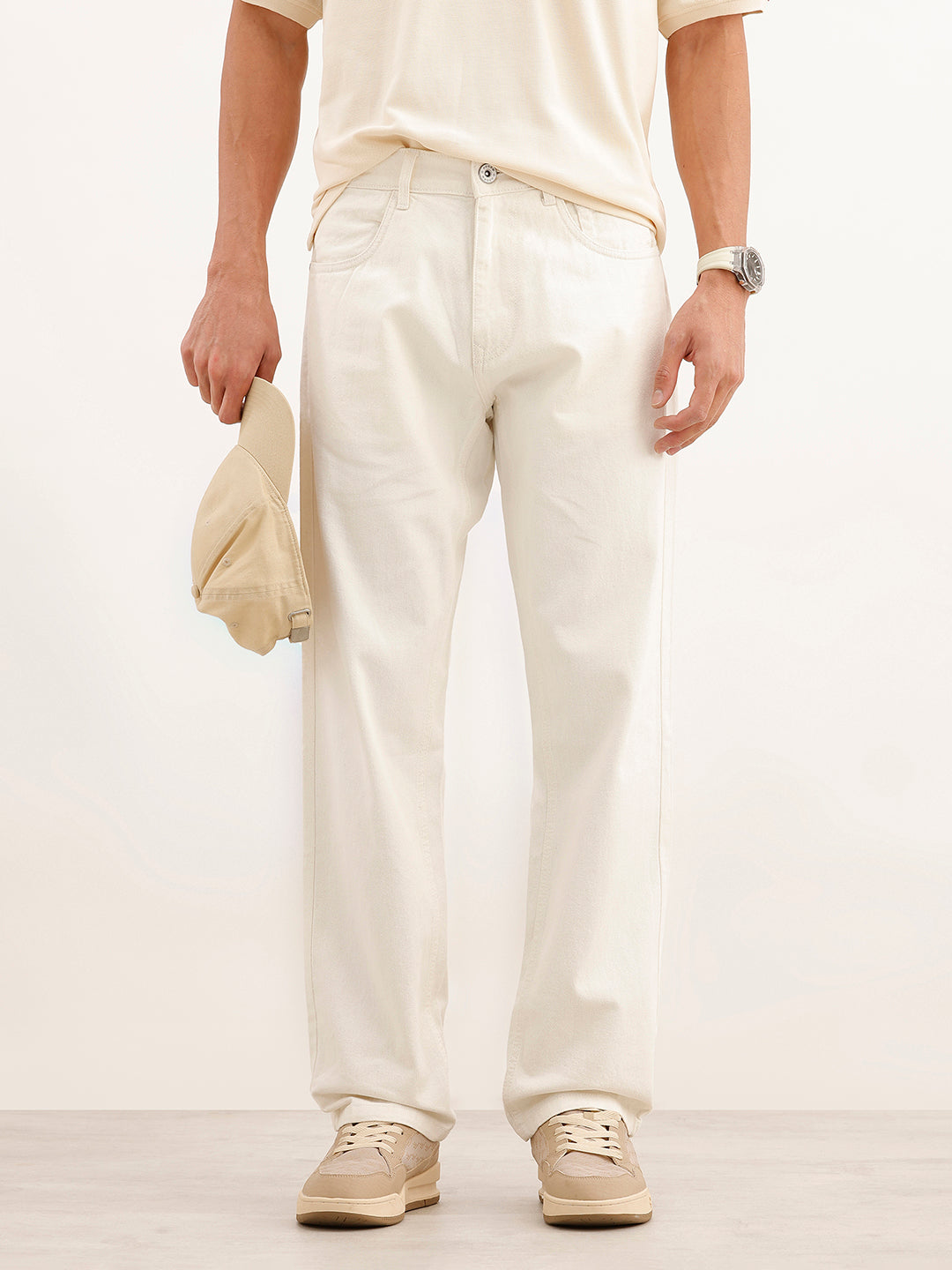 Solid Anti Fit Denim Jeans | White