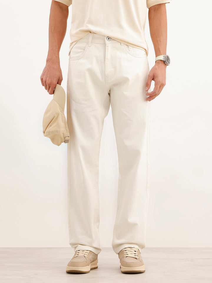 Solid Anti Fit Denim Jeans | White