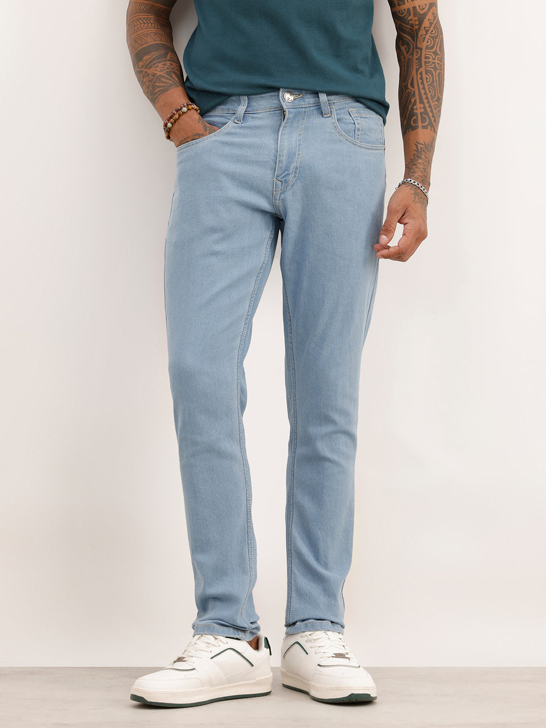 Slim Fit Light Fade Denim Jeans | Light Blue