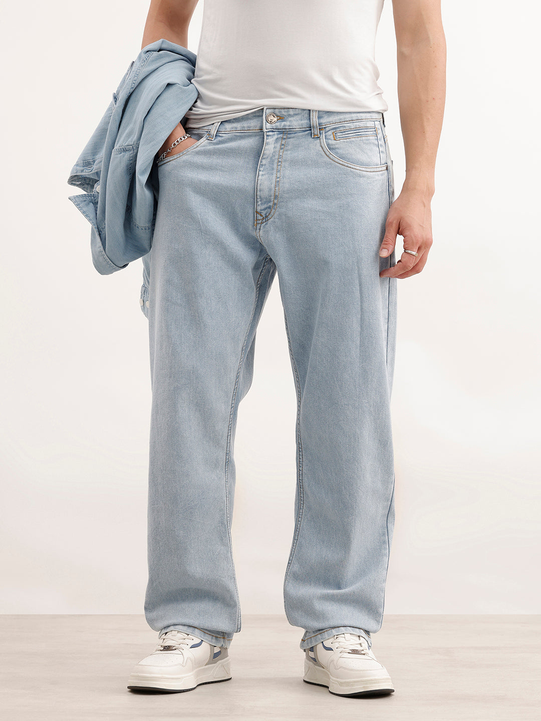 Solid Anti Fit Denim Jeans  | Light Blue