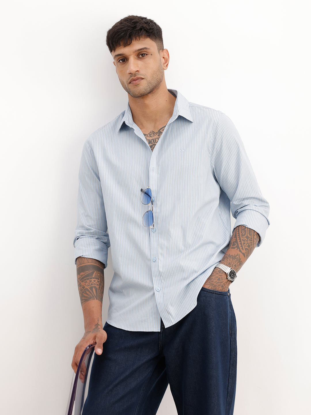 Classic Striped Full Sleeve Shirt | Blue