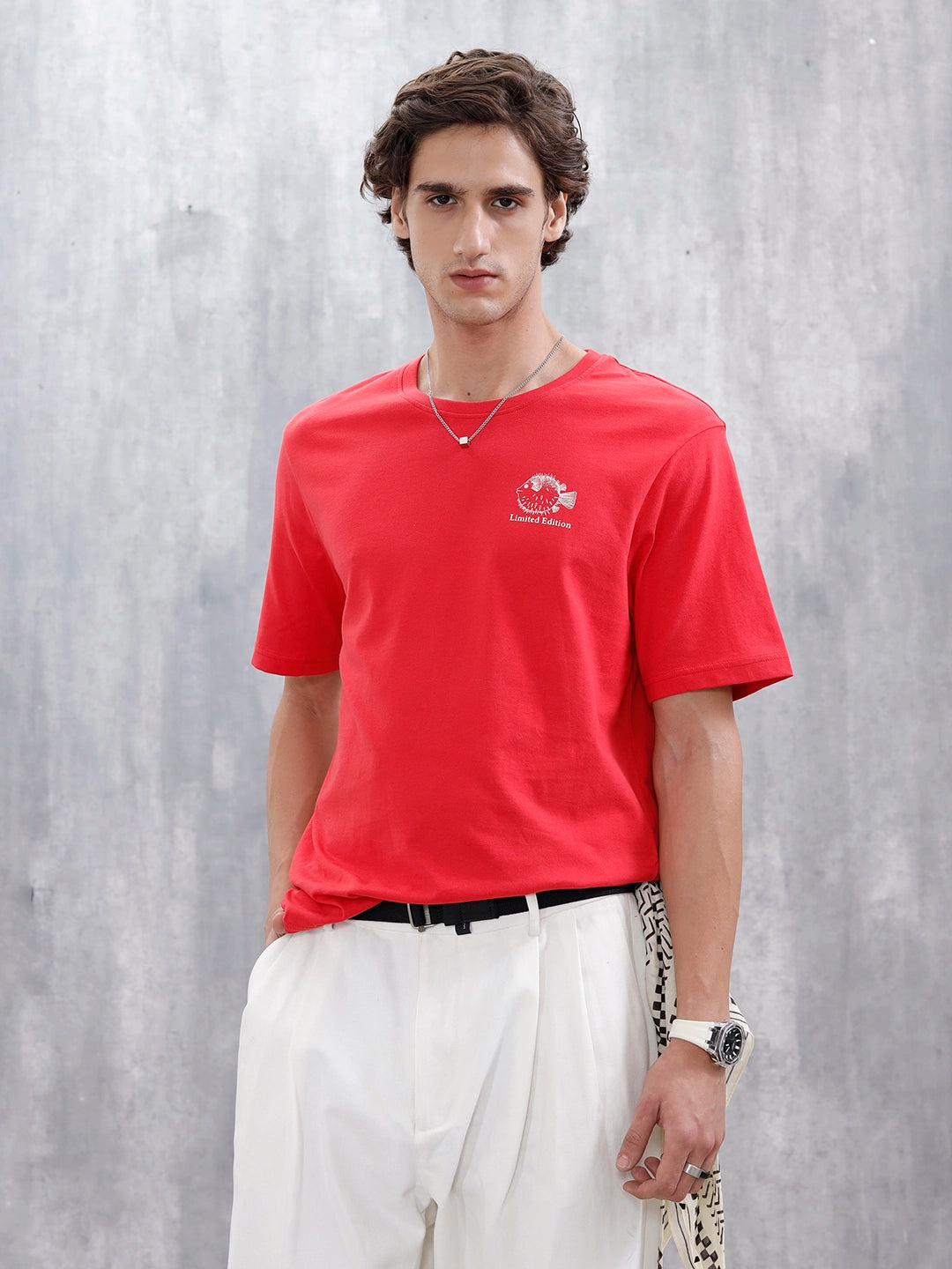 Men's Casual Graphic Printed T-Shirt | Red