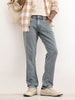 Washed Straight Fit Denim Jeans | Light Blue