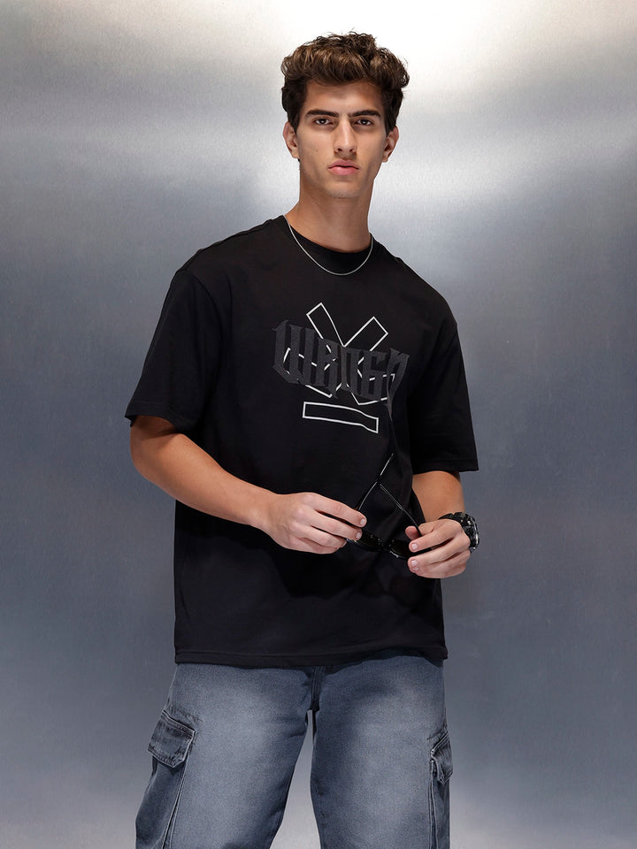 Men’s Beige Bold Logo T-Shirt | Black