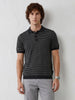Slim Fit Striped Polo T-Shirt | Black