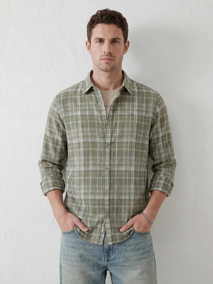 Slim Fit Checkered Shirt | Green