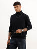 Solid Regular Fit Turtle Neck Sweater | Black