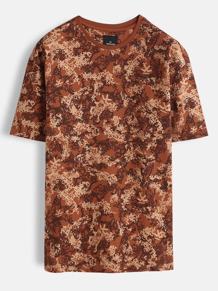Abstract Oversized AOP T-Shirt | Rust