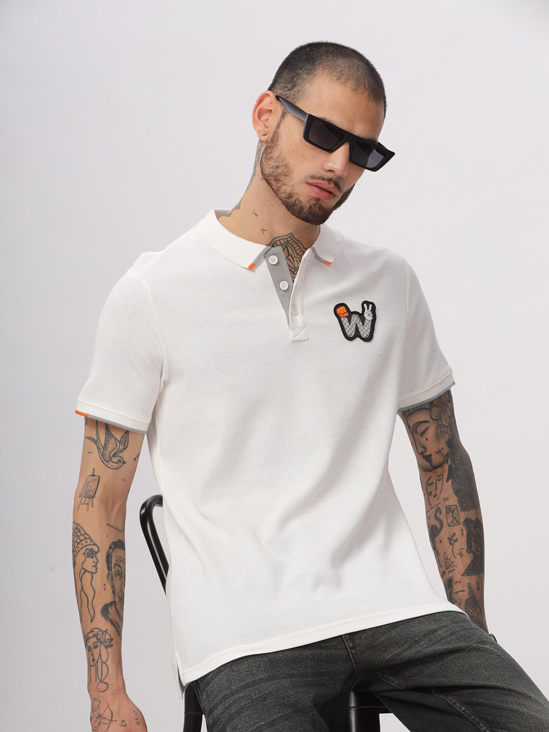 Wrogn Play White Polo T-Shirt