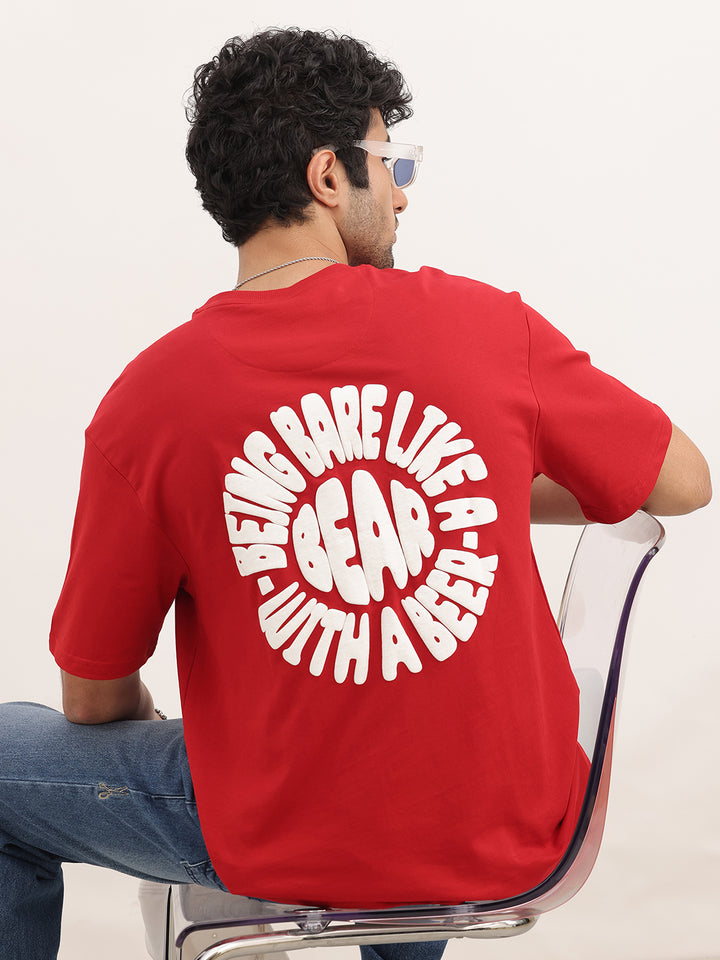 Classic Oversized Puff Printed T-Shirt | Red