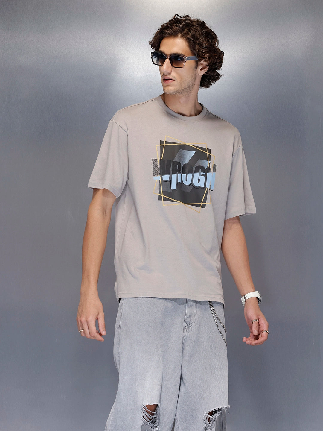 Men’s Grey oversized graphic T-shirt | Grey