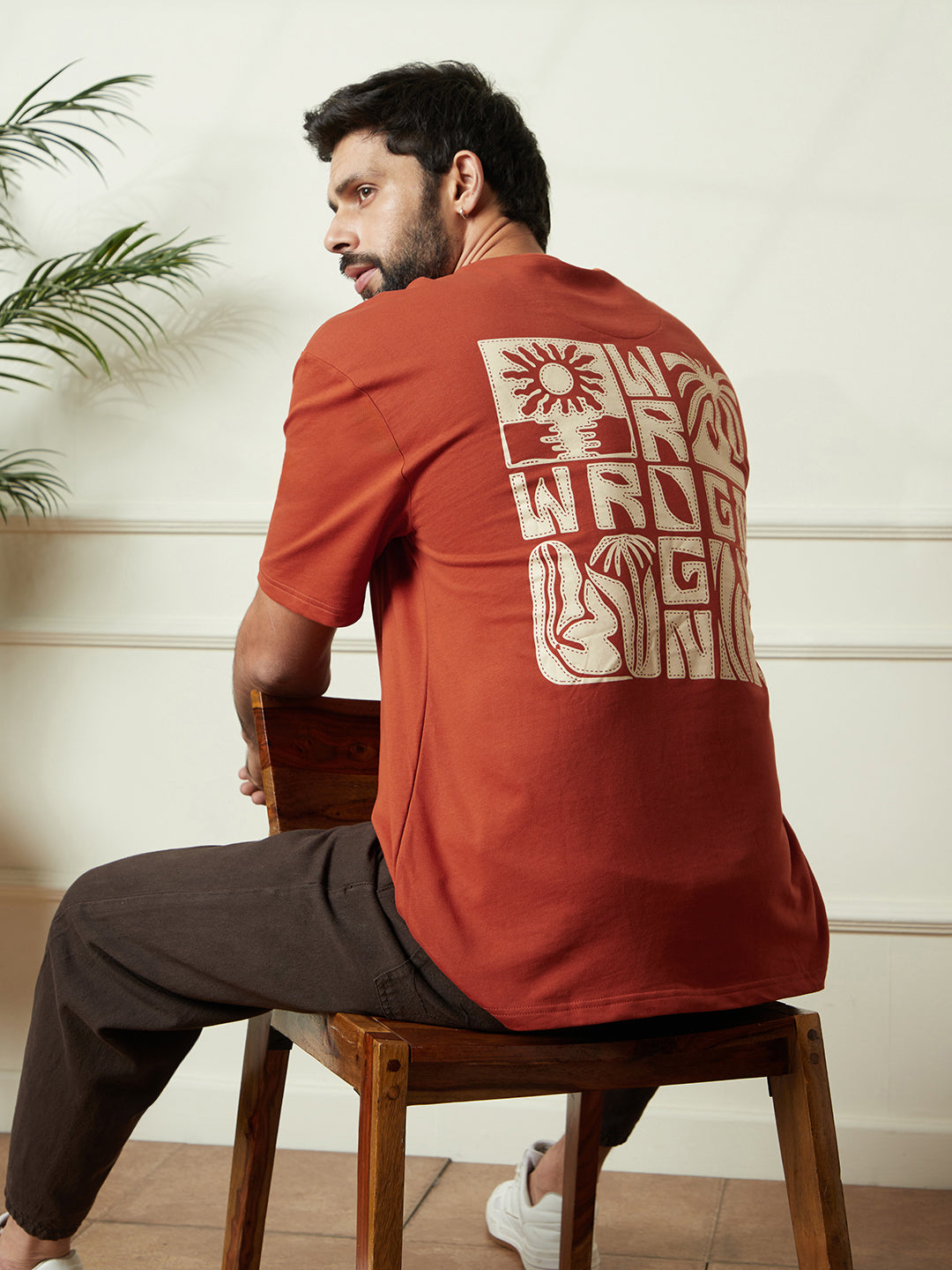 Wrogn Tropics Oversized T-Shirt in Rust