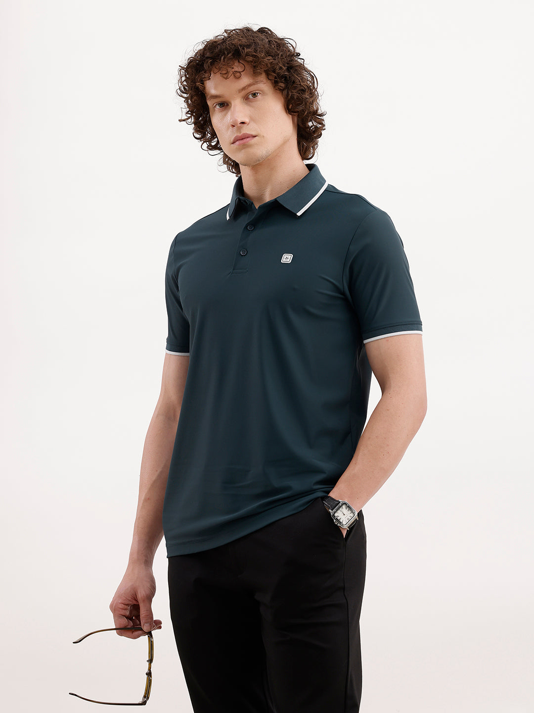 Slim Fit Tipping Collar Polo T-Shirt | Teal