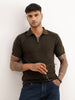 Textured Slim Fit Polo T-Shirt | Olive